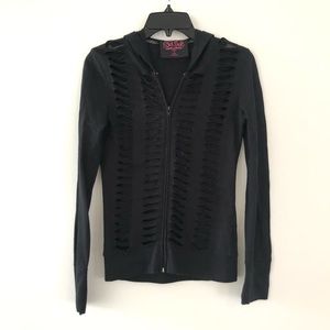Like NEW Black Zip-Up Cutout Hoodie